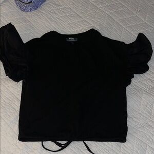 Anthropologie Black Ruffle Sleeve Top